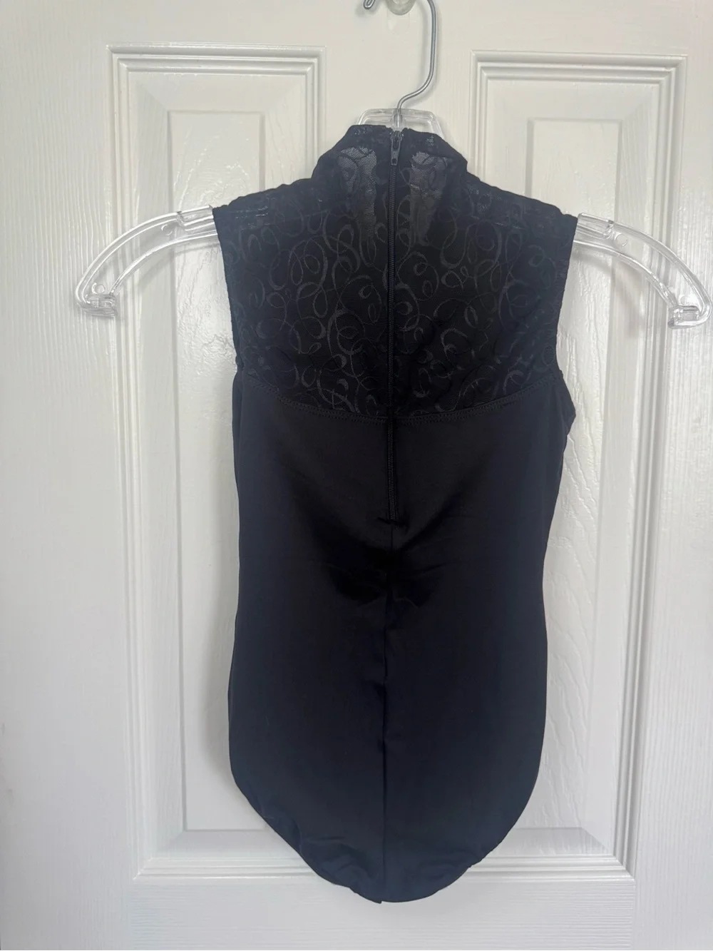 Motionwear Black Lace-Accent Sleeveless Leotard